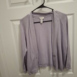 Chico's‎ Size 1 Medium Lavender Purple 3/4 Sleeve V-Neck Knit Cardigan